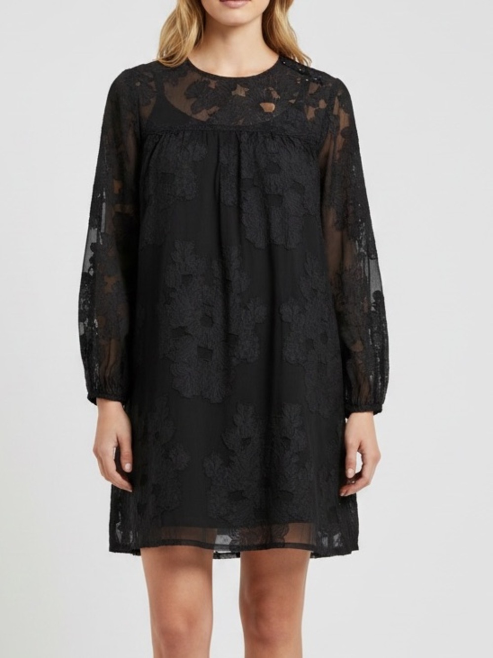 Aritzia Wilfred Lace Long-Sleeve Dress Black